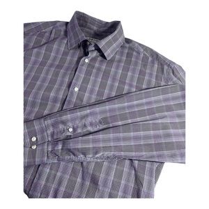 Harry Rosen Mens‎ XL Long Sleeve Purple & White Dress/Casual Shirt Spread Collar